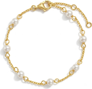 In Season Jewelry Pearl Linked Girls Plated Bracelet