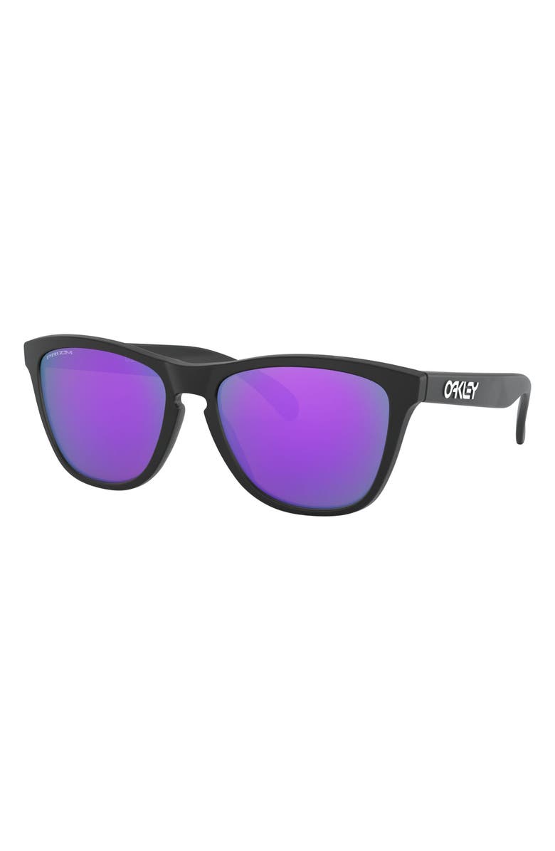 Oakley 55mm Polarized Rectangular Sunglasses, Alternate, color, Matte Black/ Prizm Violet