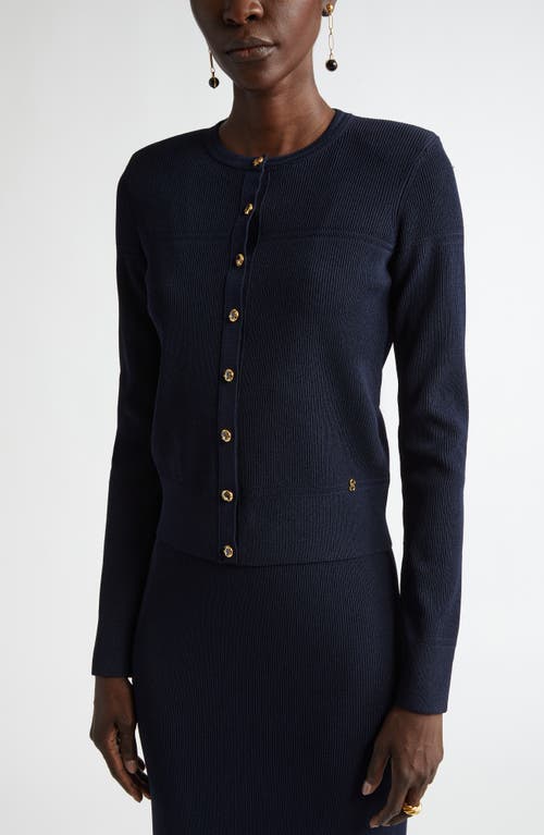 St John St. John Collection Crewneck Cardigan In Midnight