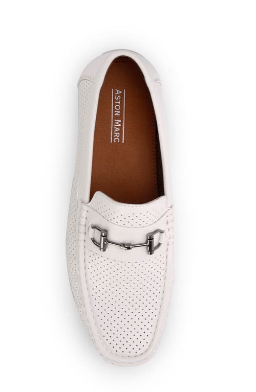 Aston Marc Perforated Bit Loafer In White