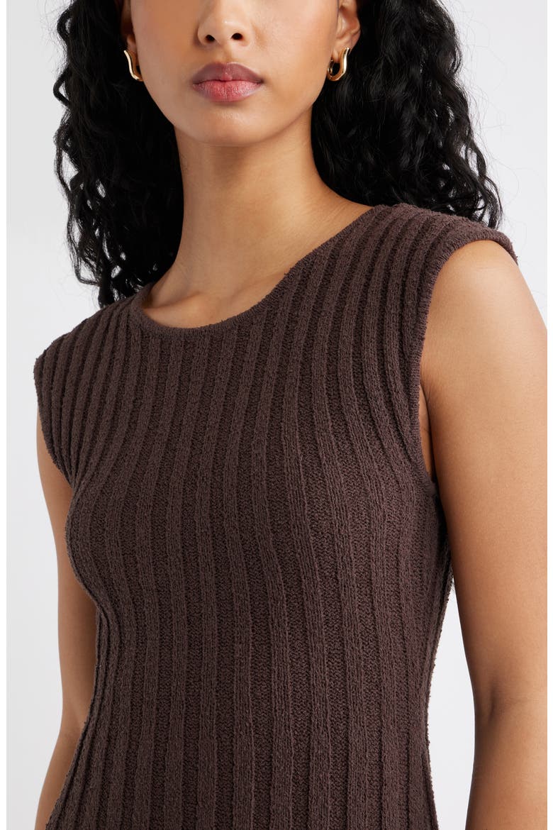 Tie Back Cap Sleeve Rib Sweater Dress, Alternate, color, BROWN SEAL