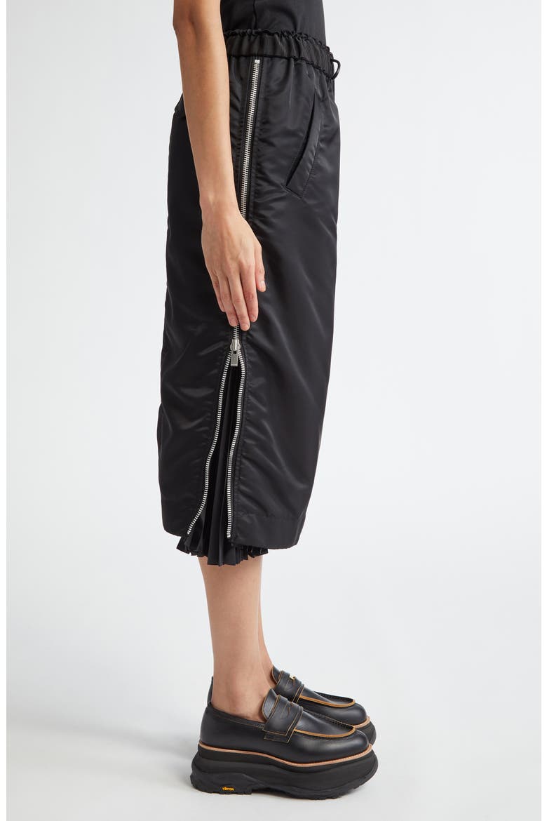 Insulated Nylon Twill Midi Skirt, Alternate, color, BLACK 001
