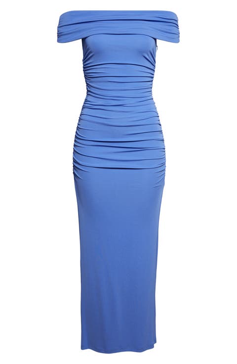 Ruched Off the Shoulder Jersey Dress