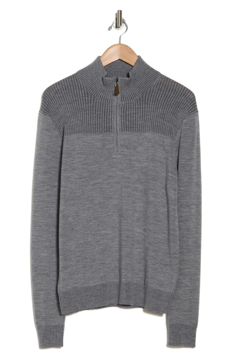 Bruno Magli Merino Wool Plaited Quarter Zip Pullover, Alternate, color,