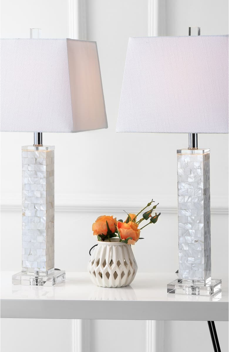 JONATHAN Y Noelle 28.5" Seashell LED Table Lamp, White, Alternate, color, White