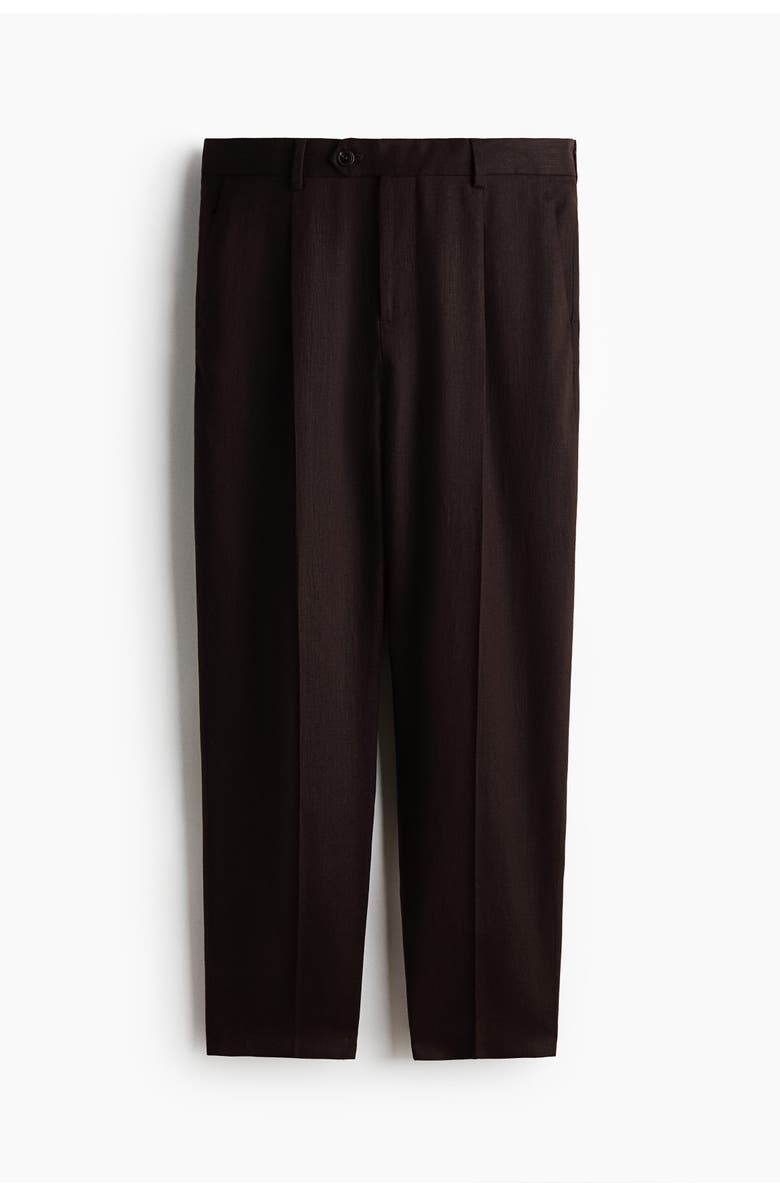 H&M Regular Fit Tailored Linen-blend Trousers, Main, color, Dark Brown