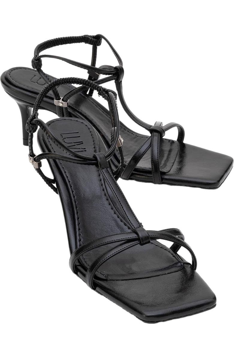Prologue Shoes Gibson Stiletto Sandal, Main, color, Black Faux Leather