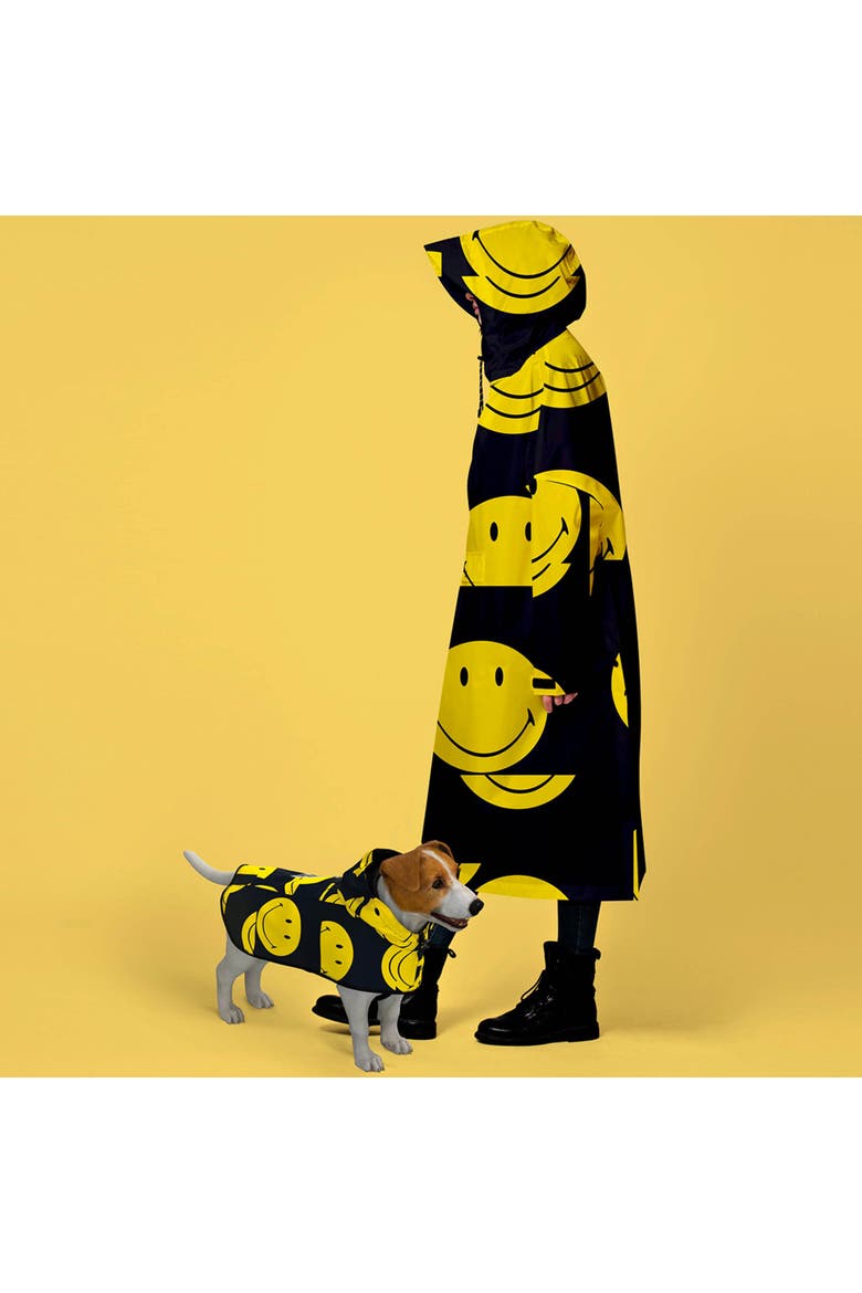 Dog Rain Poncho All Smiles x Smiley, Alternate, color, Yellow
