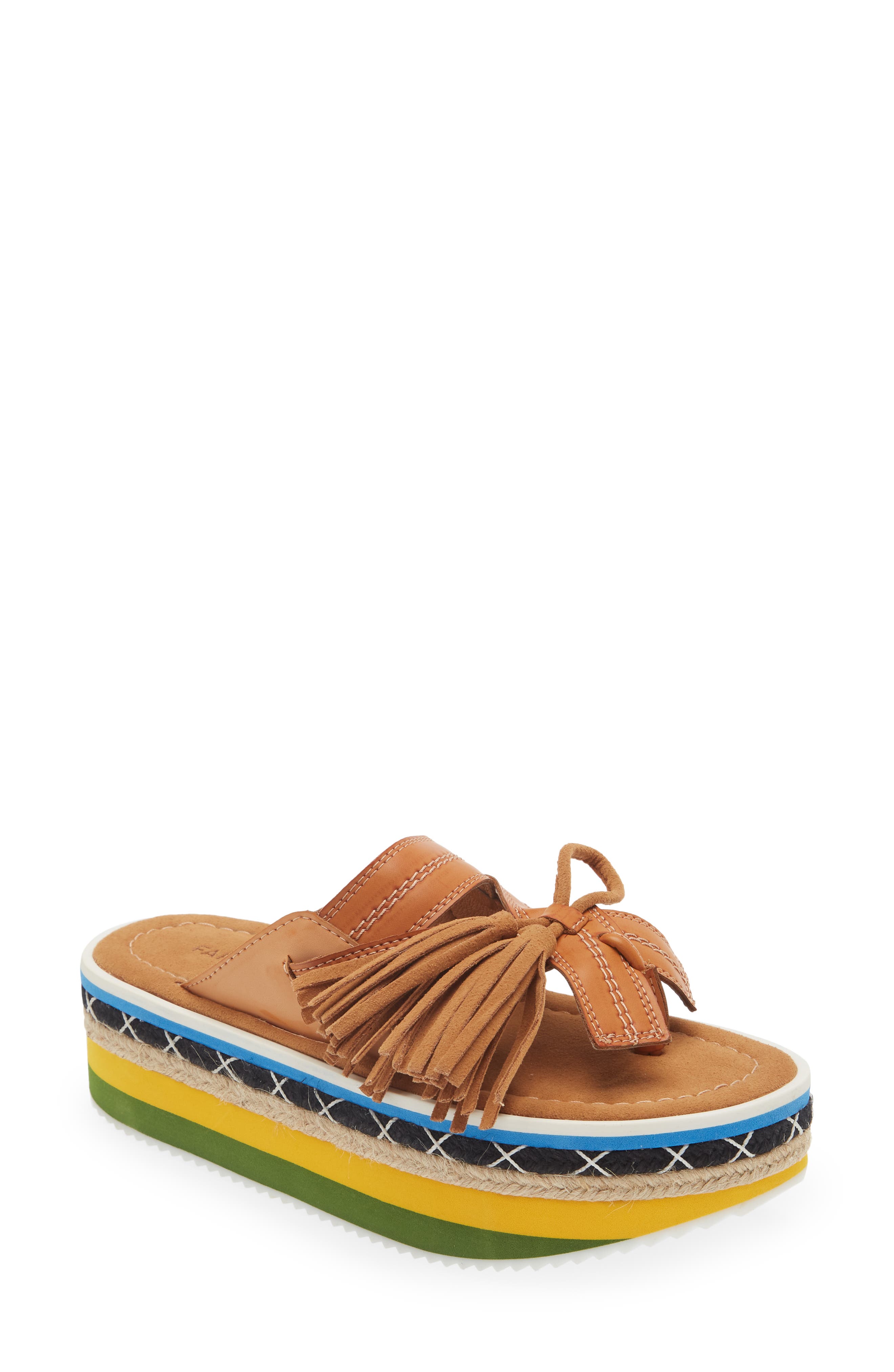 FARM Rio Rust Tassel Flatform Slide Sandal, Main, color, 