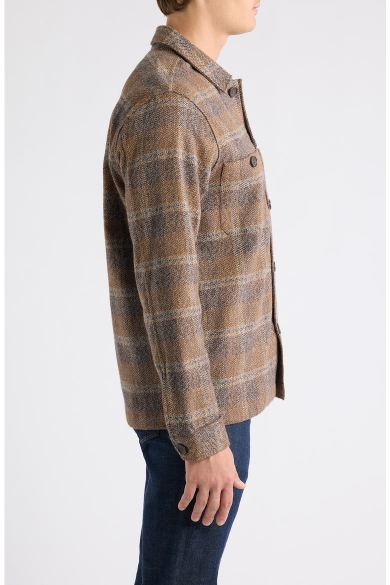 Marled Plaid Shirt Jacket, Alternate, color, BROWN/ NAVY