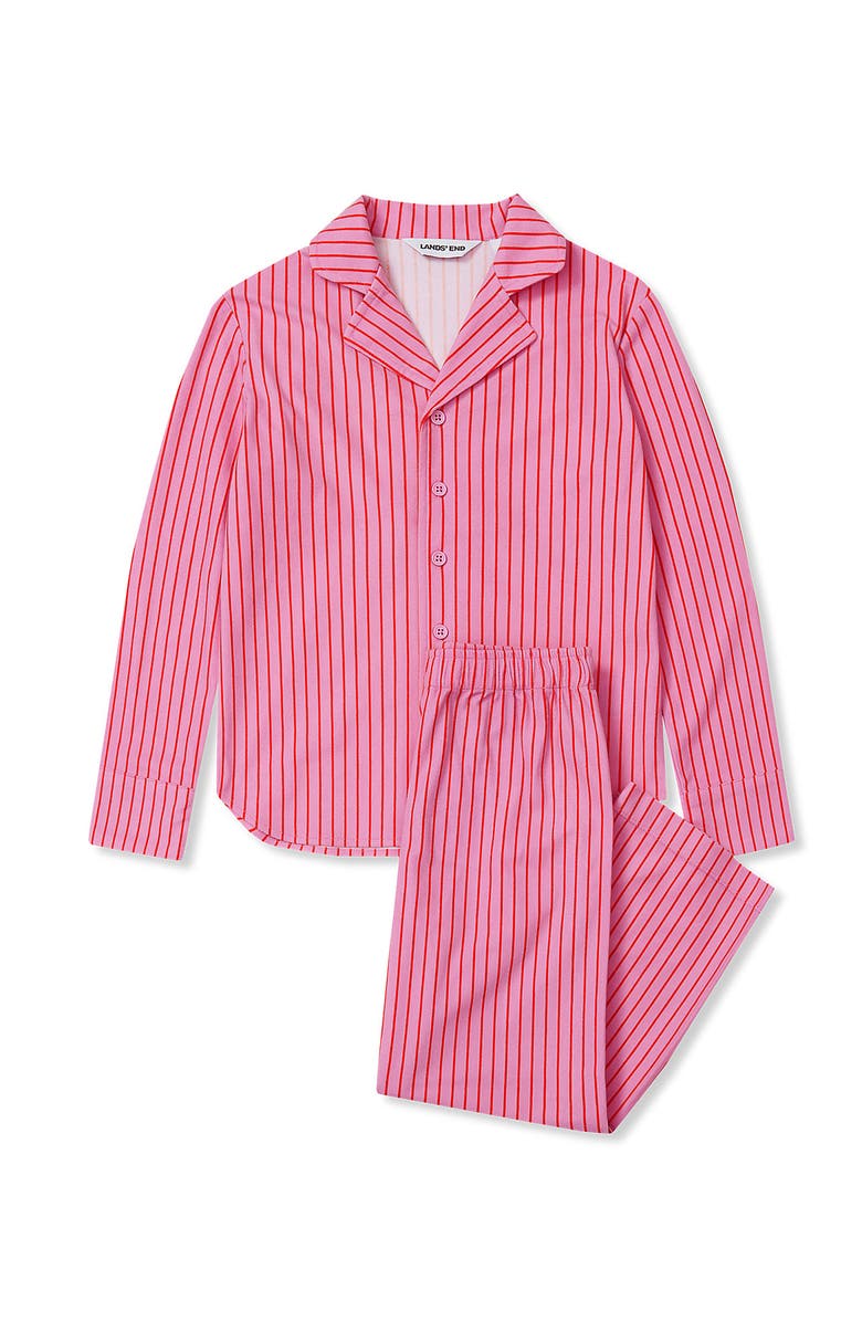 Lands' End Kids Flannel 2 Piece Pajama Set, Alternate, color, Candy Pink Stripe