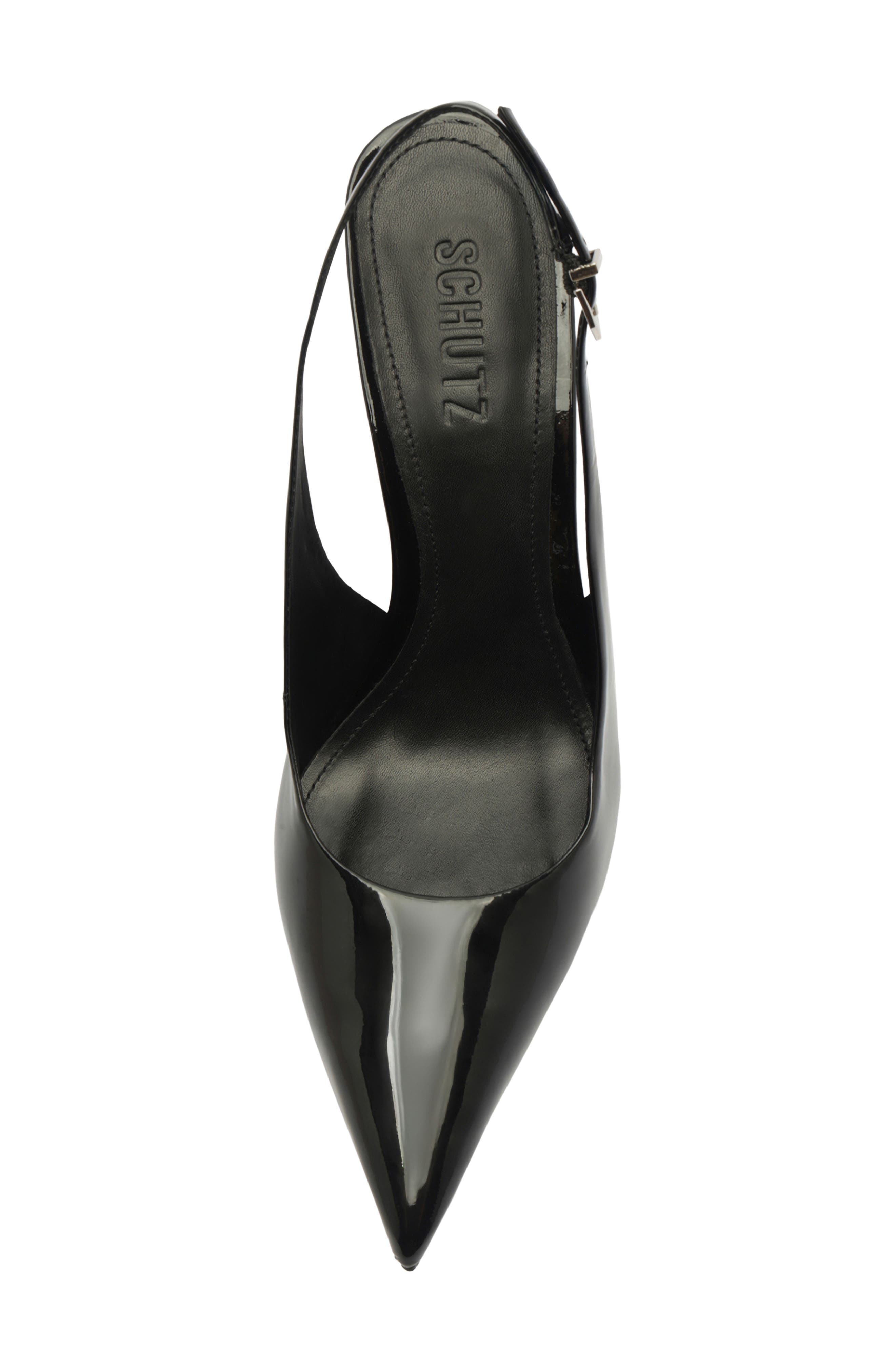 Schutz Paola Slingback Pointed Toe Pump, Alternate, color, Black Patent Leather