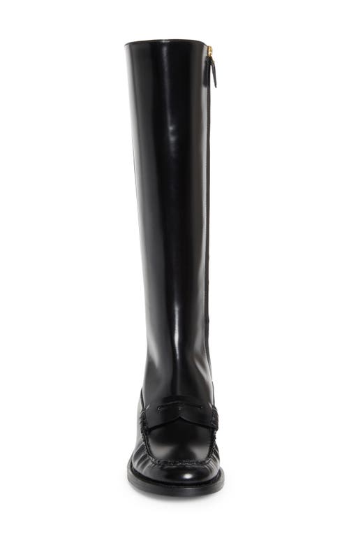 Prada Knee High Loafer Boot In Black