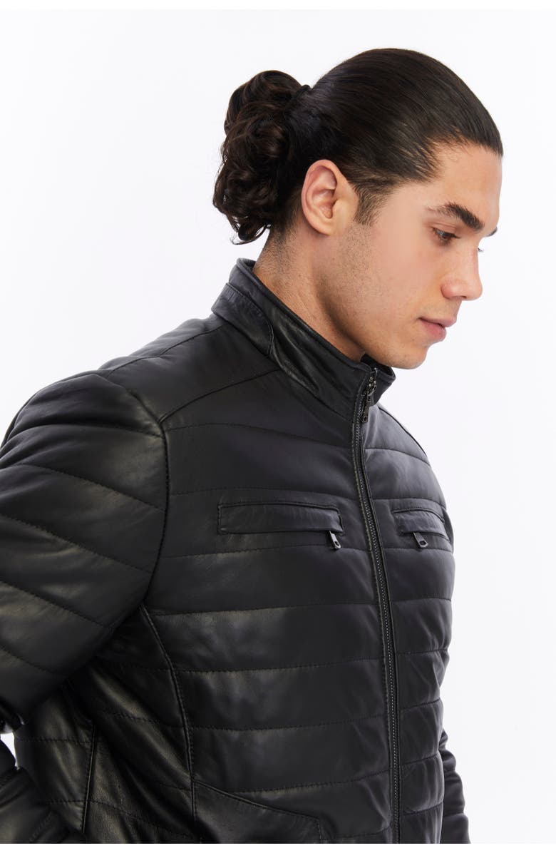 FURNIQ UK LLC Sterling Quilted Leather Puffer Jacket, Alternate, color, Black
