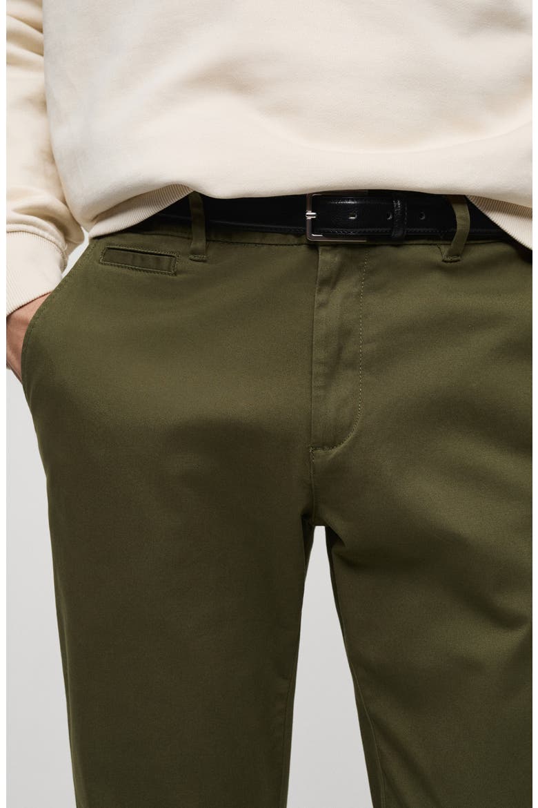 Slim Fit Flat Front Cotton Stretch Twill Chinos, Alternate, color, KHAKI GREEN