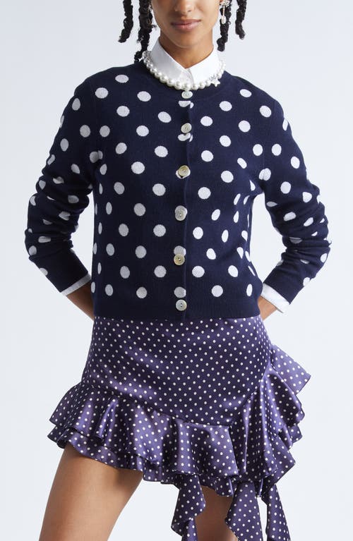Sandy Liang Cairo Polka Dot Wool Cardigan In Blue