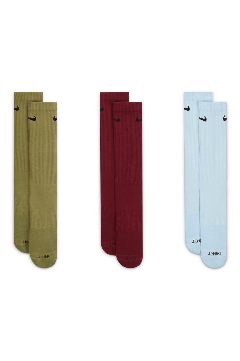 Assorted 3-Pack Everyday Plus Cushion Crew Training Socks, Main, color, MULTI-COLOR 928