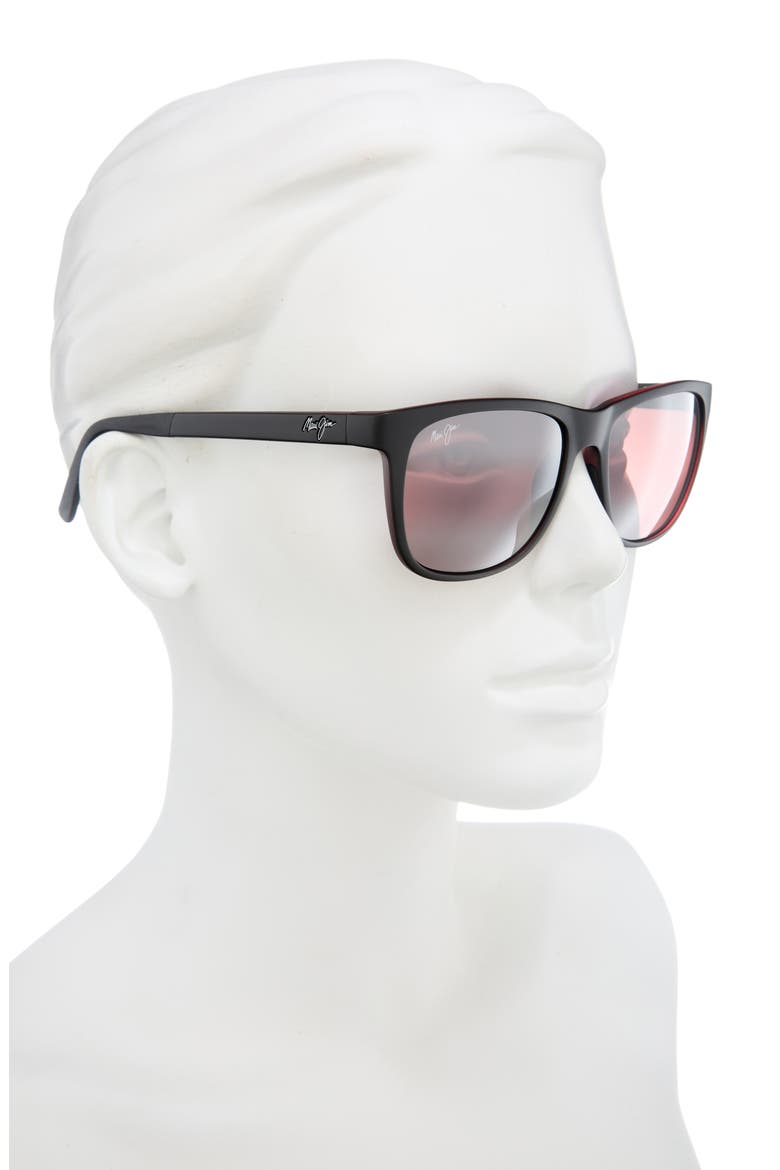 Polarized Square Sunglasses, Alternate, color, BLACK BLACK ROSE