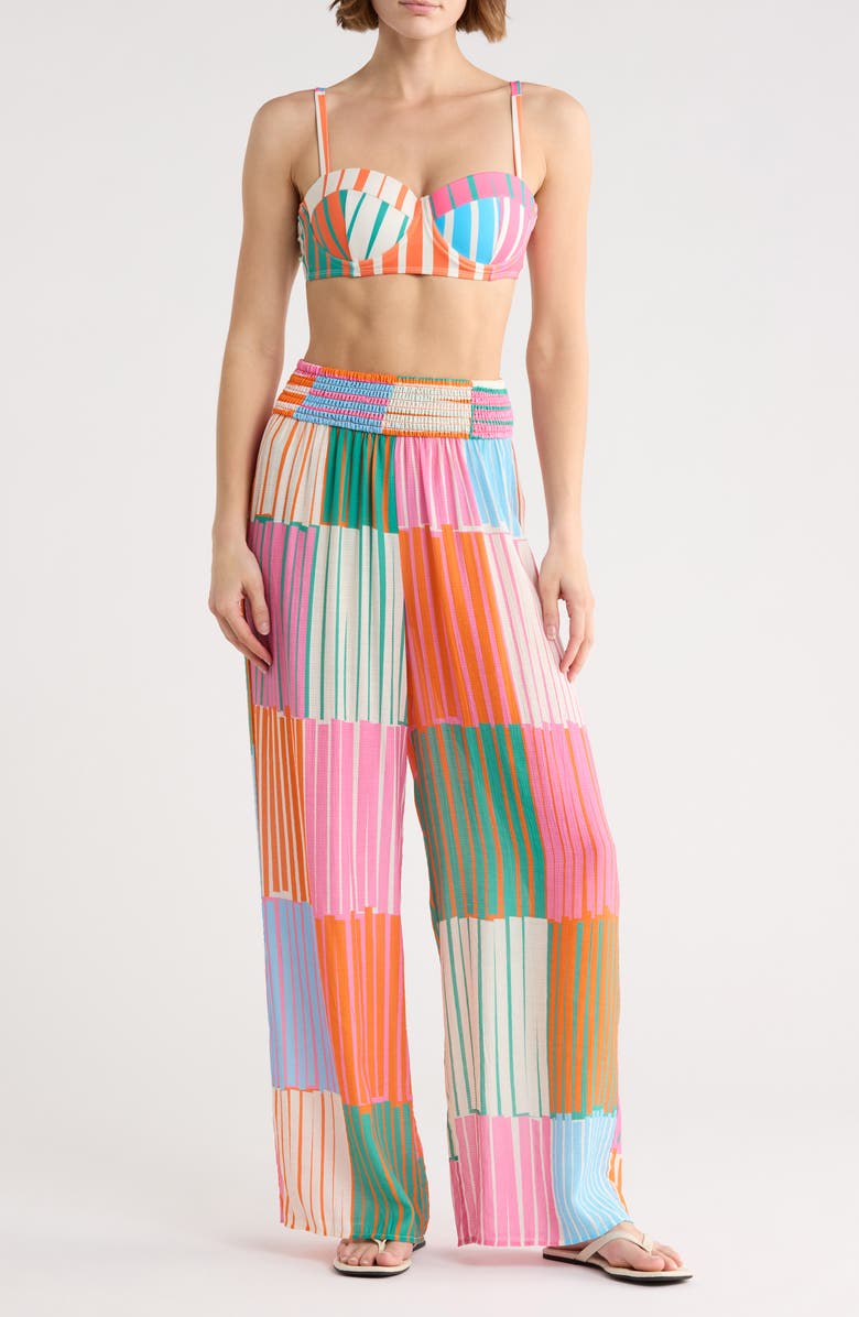 Hutch Eliza Cover-Up Pants, Main, color, Fuchsia Multi Playful Stripes