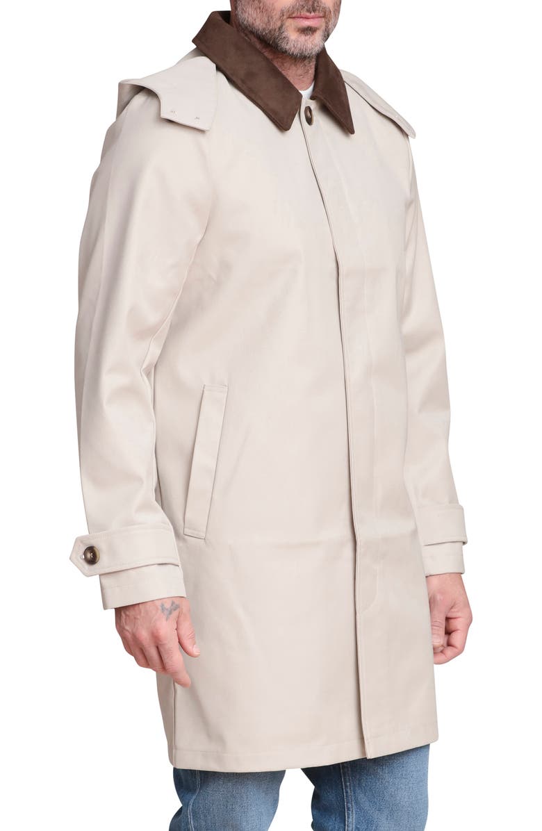 Bagatelle Corduroy Collar Mac Coat with Detachable Hood, Alternate, color, Khaki