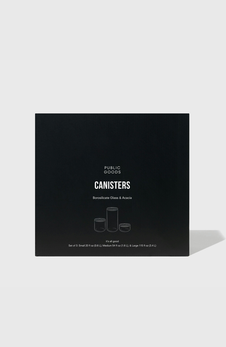 PUBLIC GOODS Glass Canister Set, Alternate, color, Clear / Brown