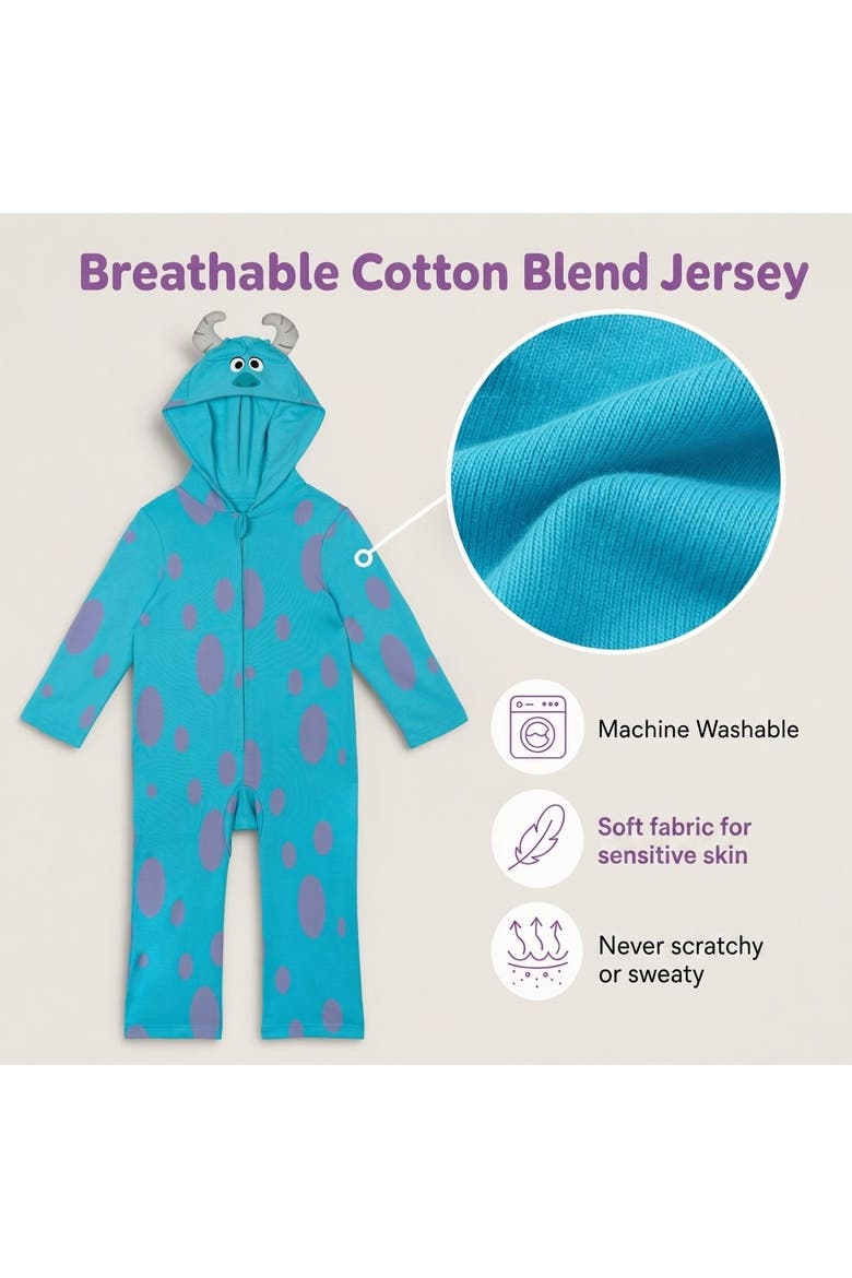 Monsters Inc. Hooded One Piece, Alternate, color, Sulley Teal Purple
