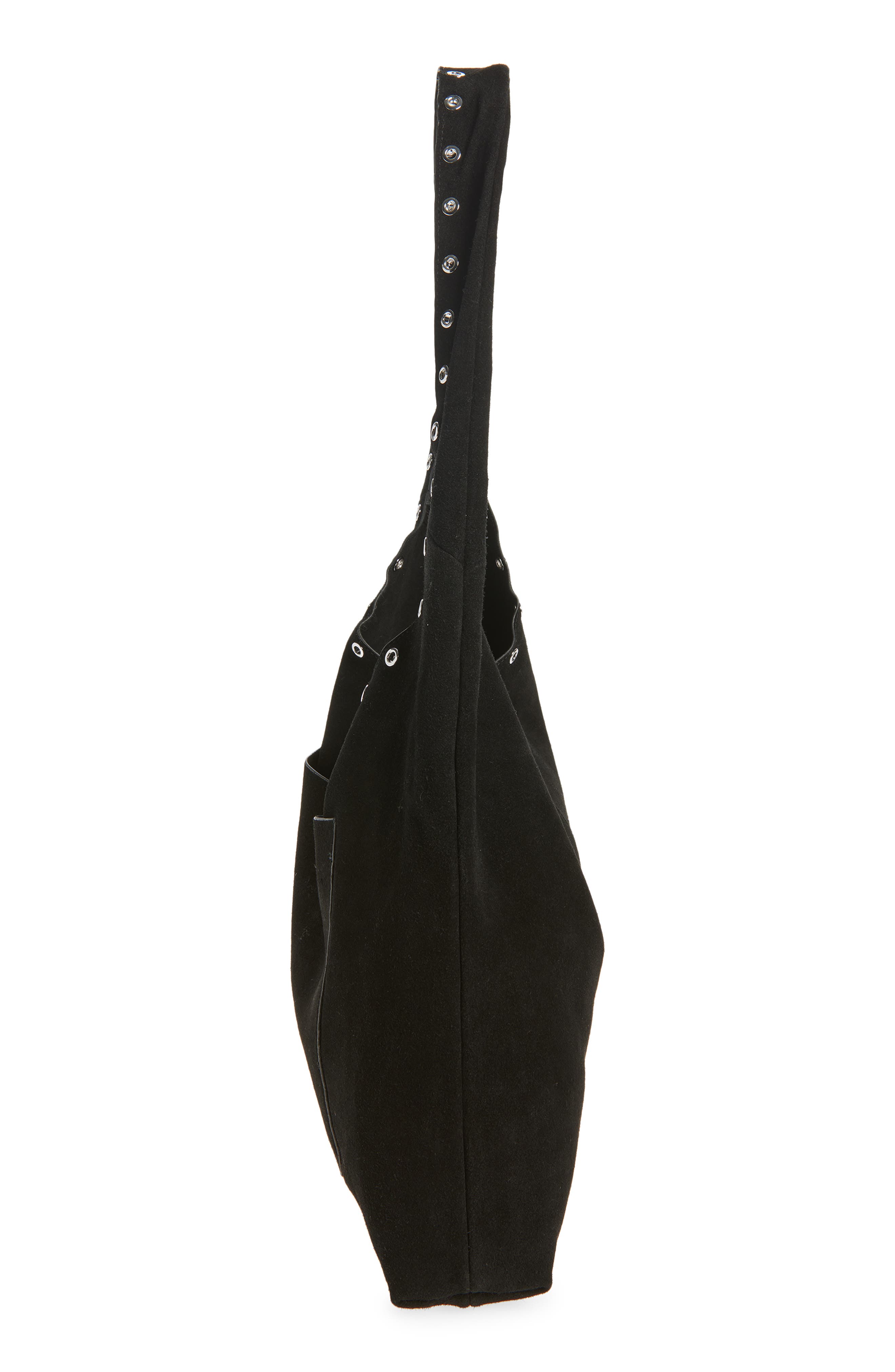 Rebecca Minkoff Industry Suede Slouchy Hobo Bag, Alternate, color, Black