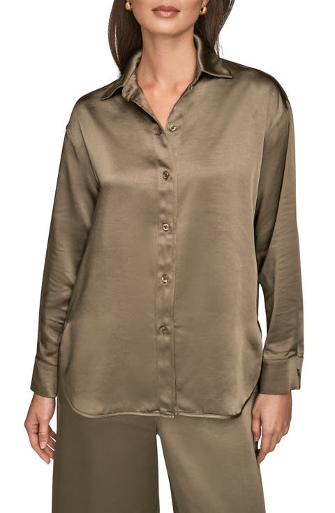 Satin Button-Up Shirt