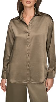 Donna Karan New York Satin Button-Up Shirt