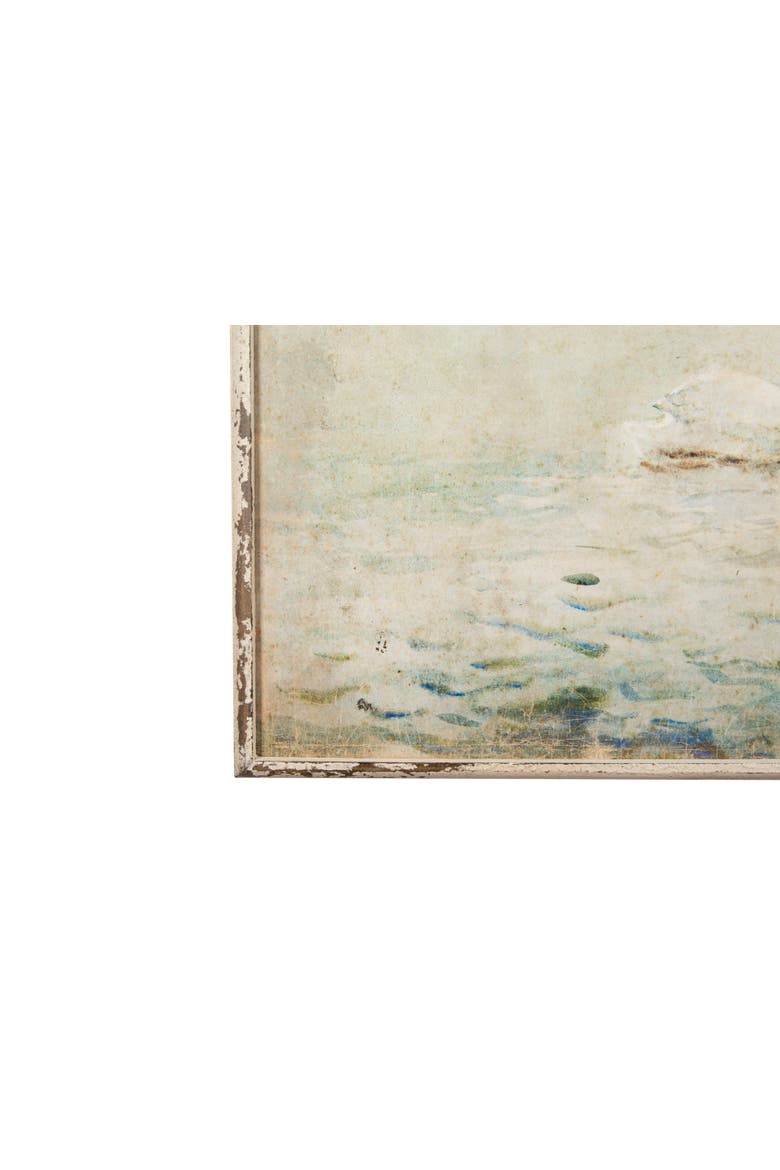 Swans on a Lake Distressed Wood Wall Art, Alternate, color, Multicolor