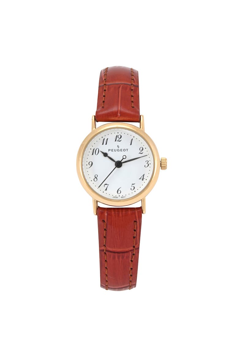 Minimalist Small face Easy Read Leather Watch- 27MM, Main, color, Brown