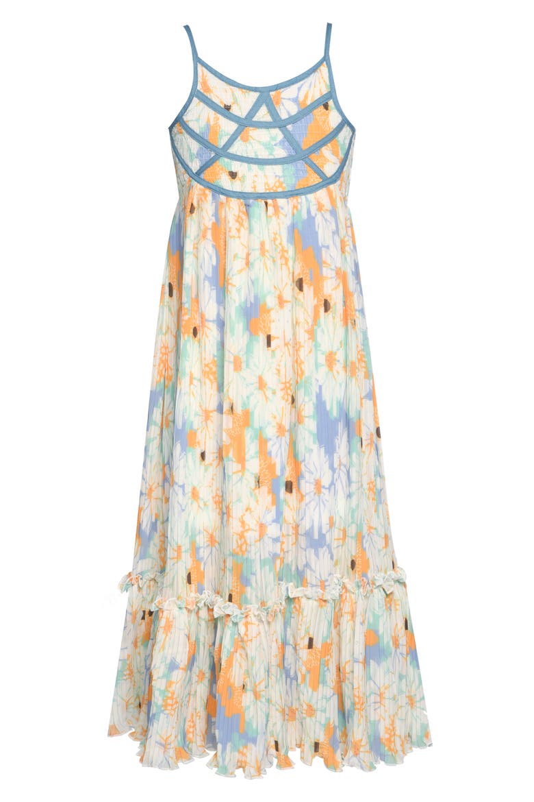 Mini Pleat Dress, Main, color, BLUE MULTI