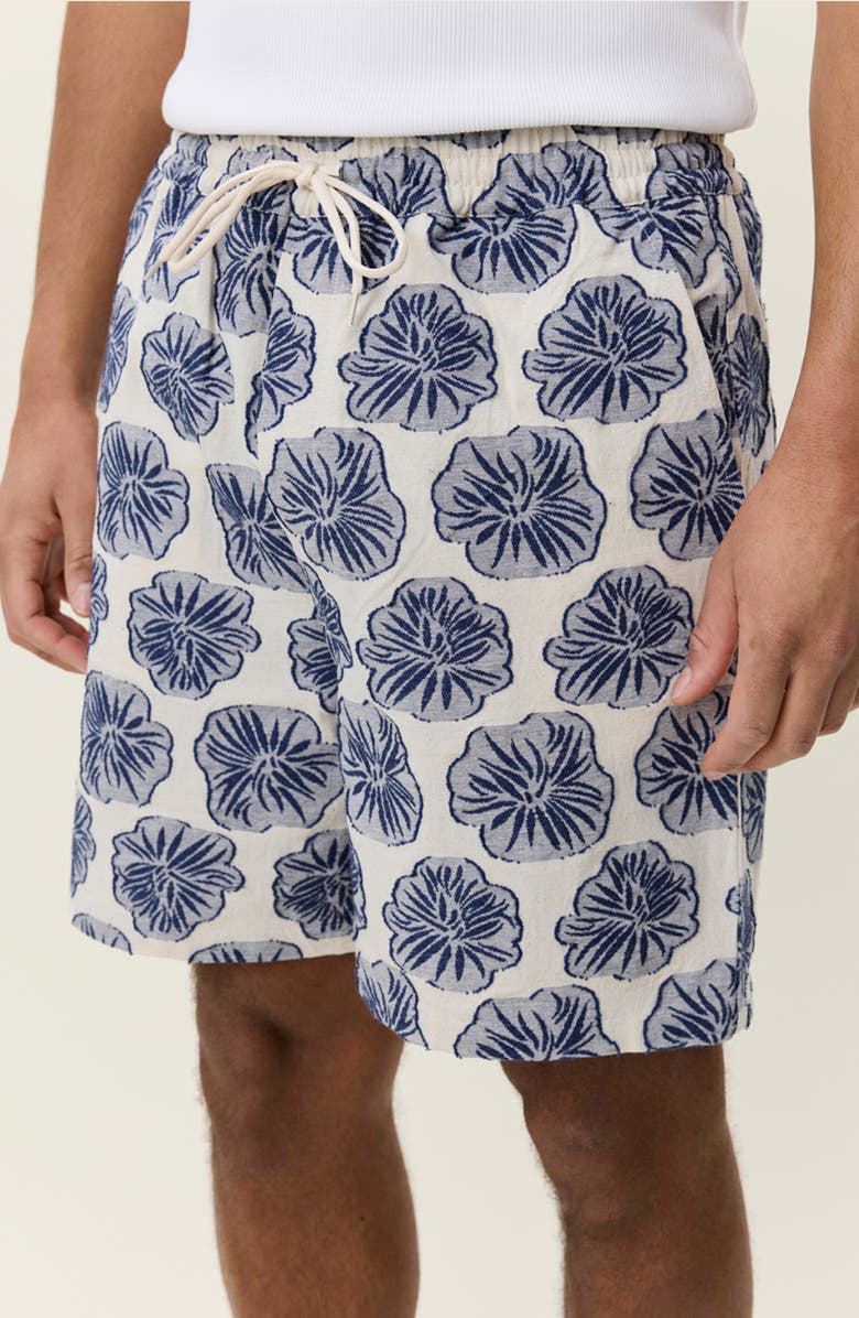 Les Deux Dahlia Jacquard Drawstring Shorts, Alternate, color, Dark Denim Blue