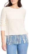 NIC+ZOE Beach Walk Open Stitch Fringe Sweater