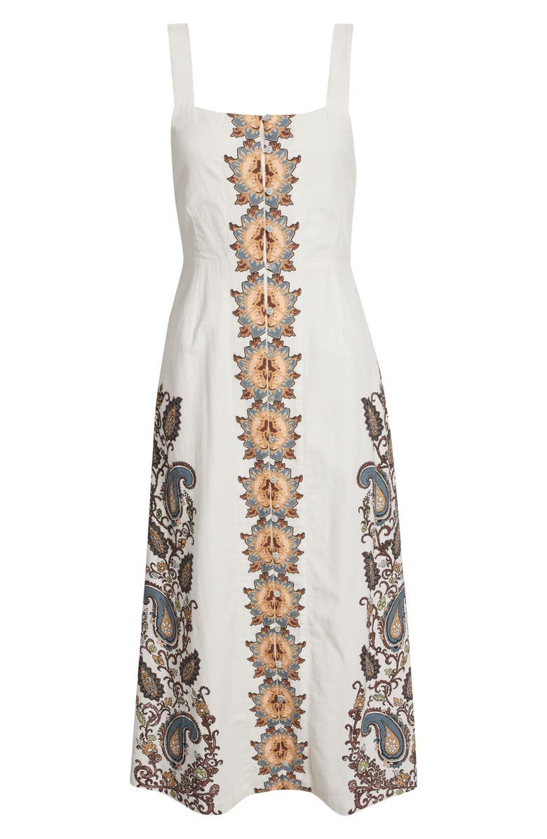 Cleobella Jolene Placement Print Cotton & Linen Midi Sundress, Alternate, color, Veneto Paisley Print