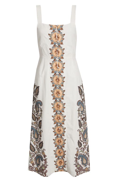 Cleobella Jolene Placement Print Cotton & Linen Midi Sundress In Veneto Paisley Print