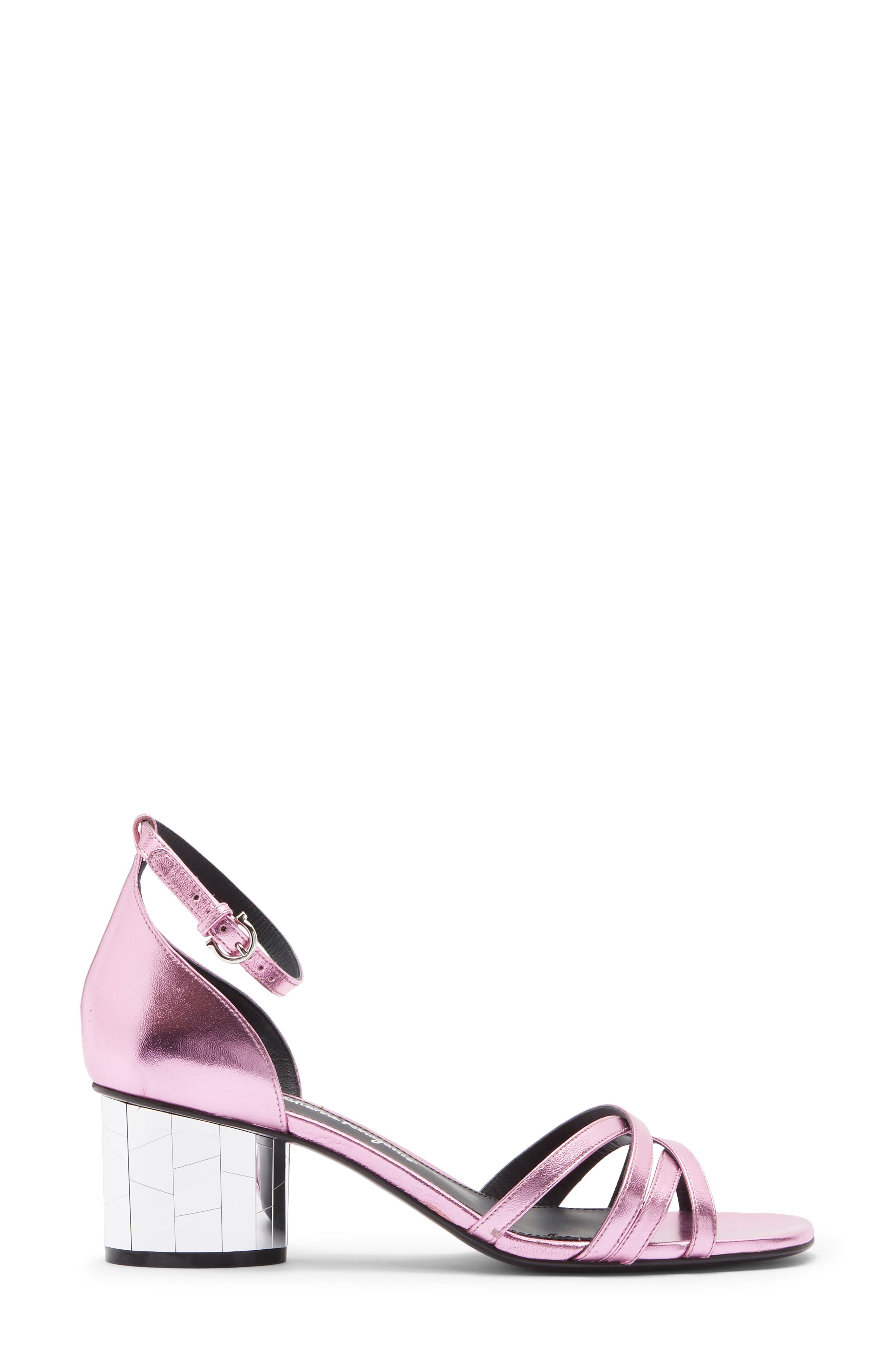 FERRAGAMO Flor Metallic Leather Sandal, Alternate, color, 