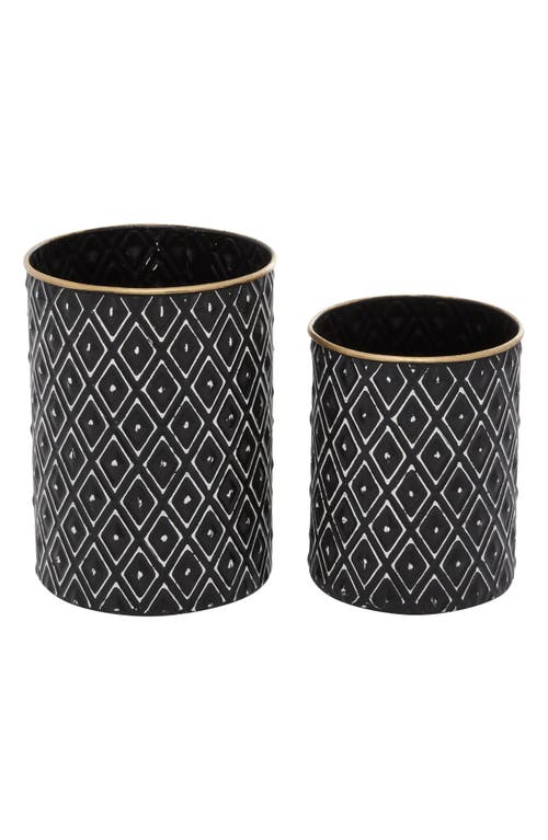 Uma Farmhouse Set Of 2 Metal Canisters In Black