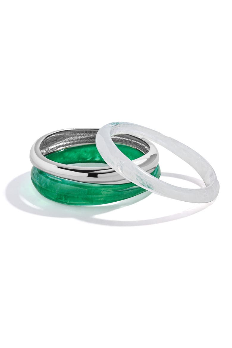 Raven Set of 3 Bangle Bracelets, Alternate, color, SILVER