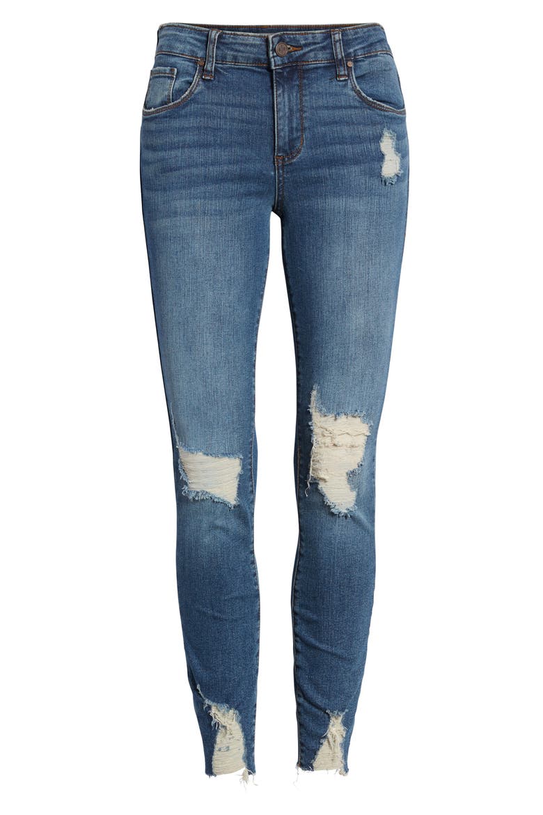 Ripped Skinny Jeans, Alternate, color, DARK VINTAGE WASH