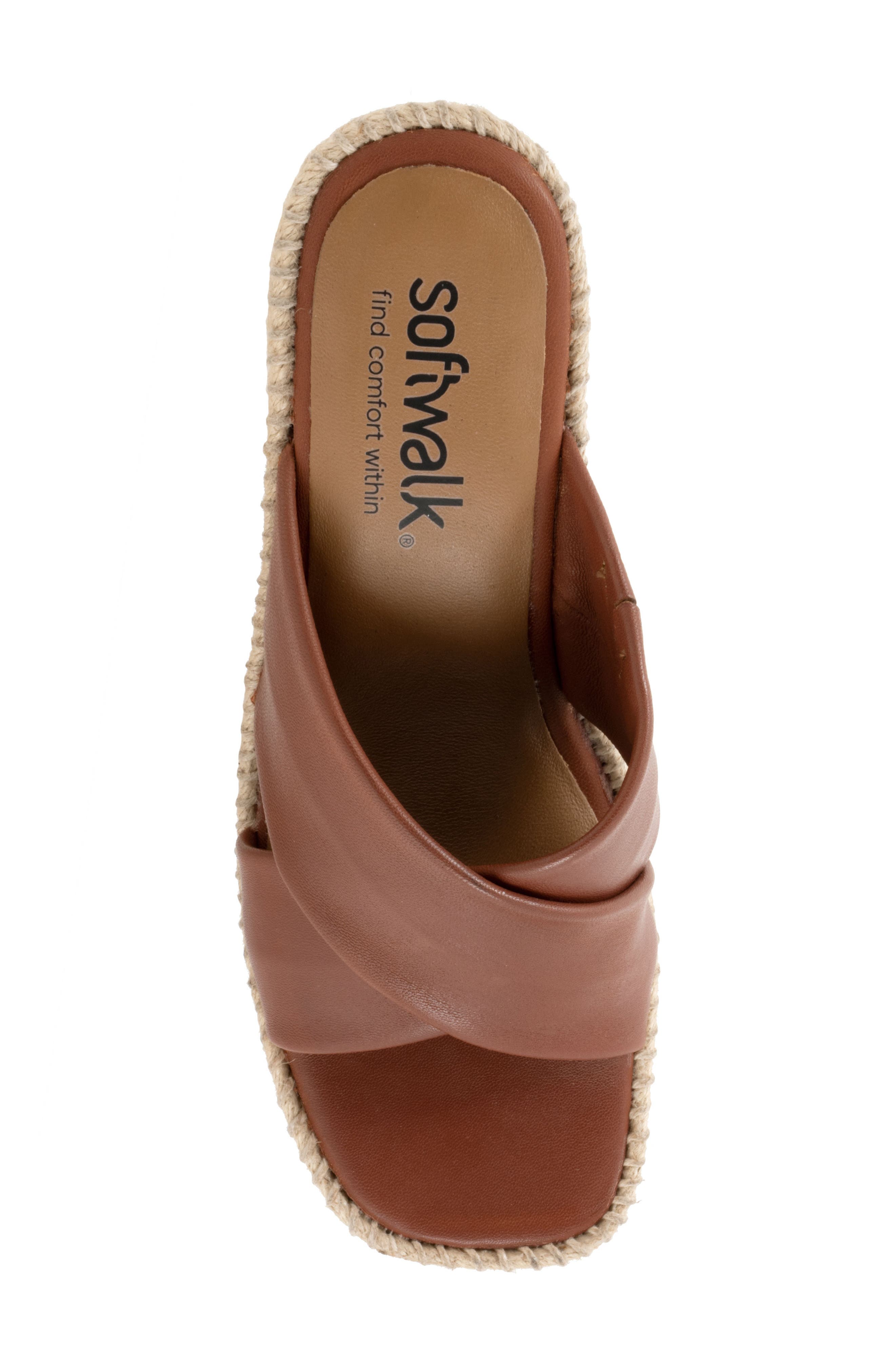 SoftWalk<sup>®</sup> Hastings Espadrille Platform Wedge Slide Sandal, Alternate, color, Cognac