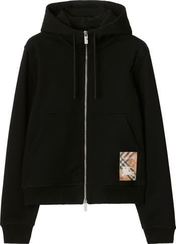 Burberry Check Label Cotton Zip Hoodie | Nordstrom