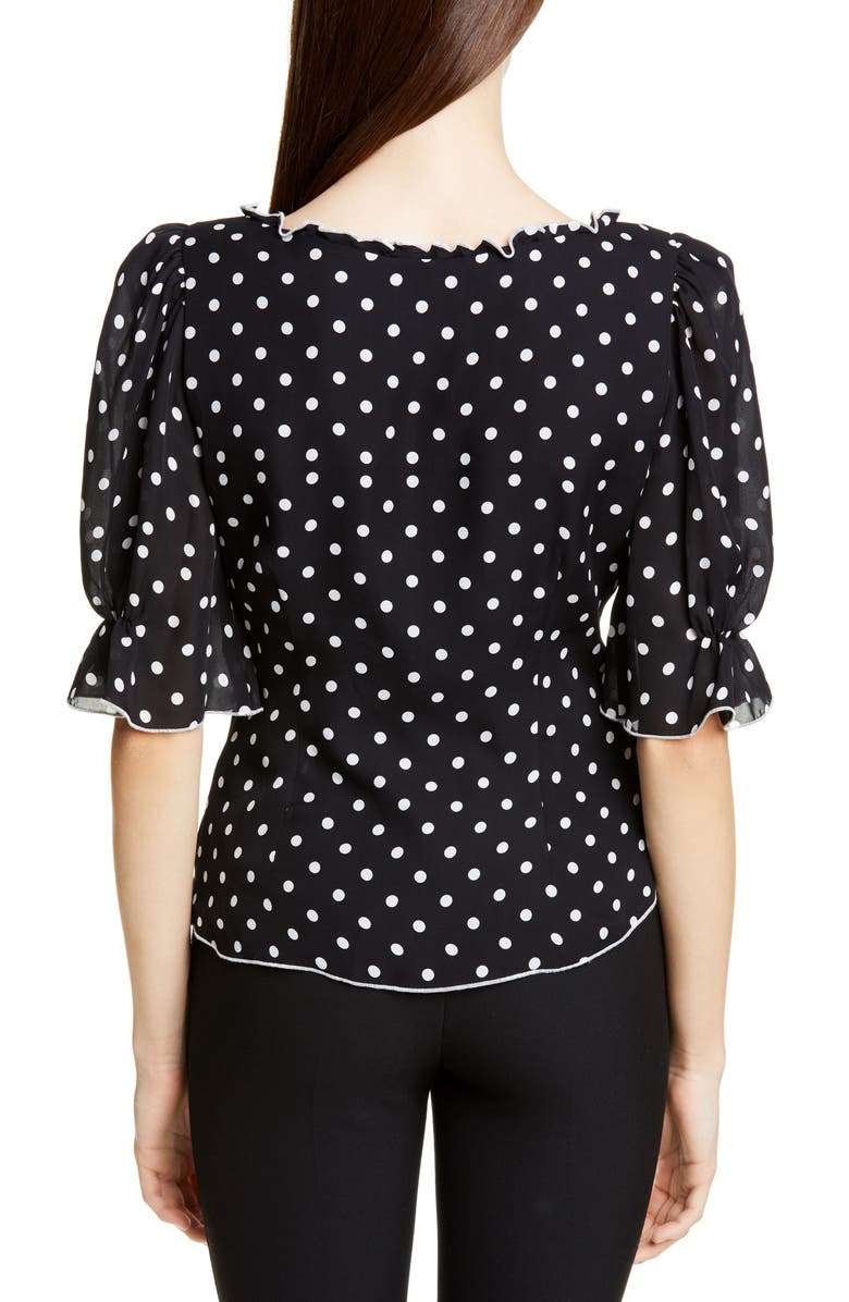 Cinq à Sept Kimberly Polka Dot Silk Top, Alternate, color,