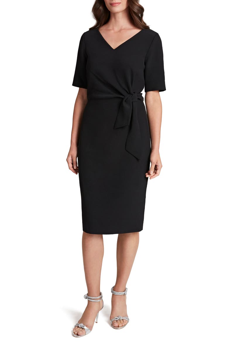Tahari Elbow Sleeve Side Tie Sheath Dress, Main, color, 