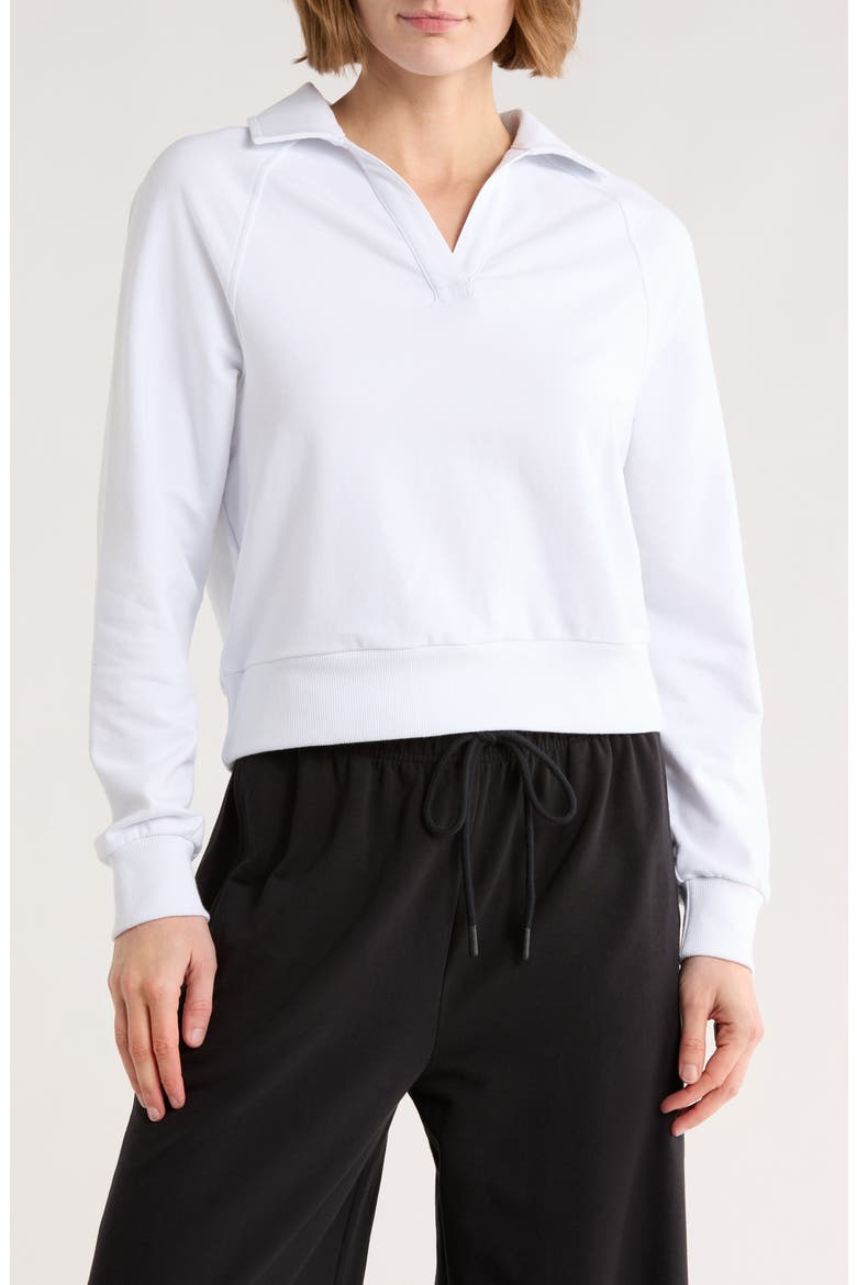 Relay French Terry Polo Sweatshirt, Main, color, WHITE