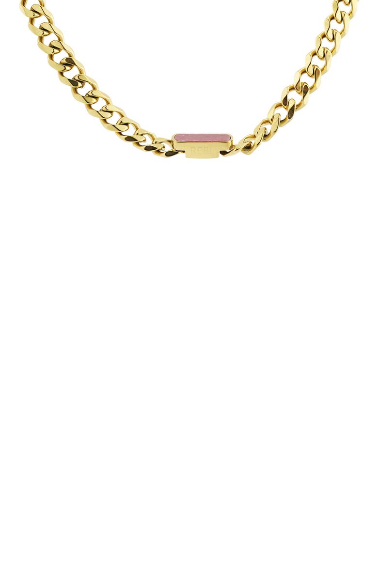 Gender Inclusive Stone Curb Chain Necklace, Alternate, color, RED/GOLD