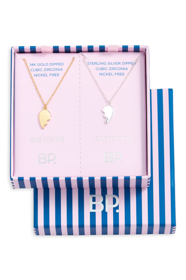 Set of 2 Friendship Half-Heart Pendants, Main, color, 14K GOLD AND SS DIPPED