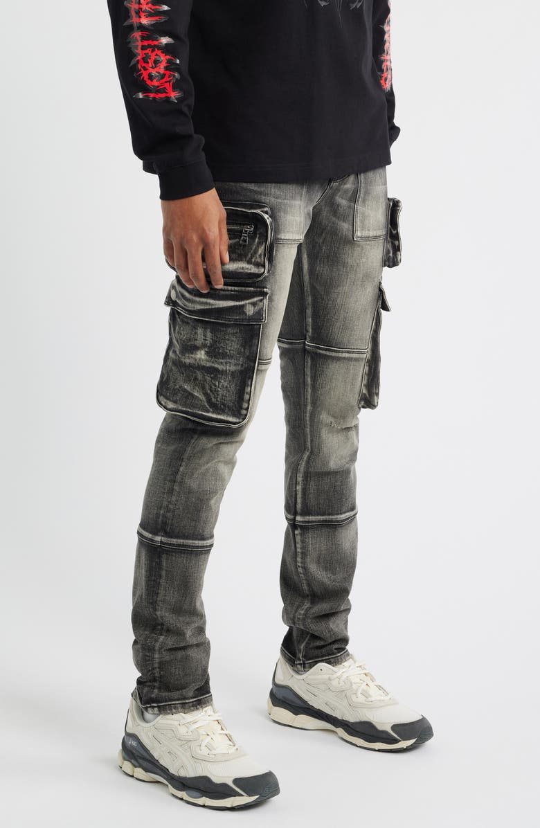 RtA Slate Cargo Skinny Jeans, Alternate, color, Ash Storm