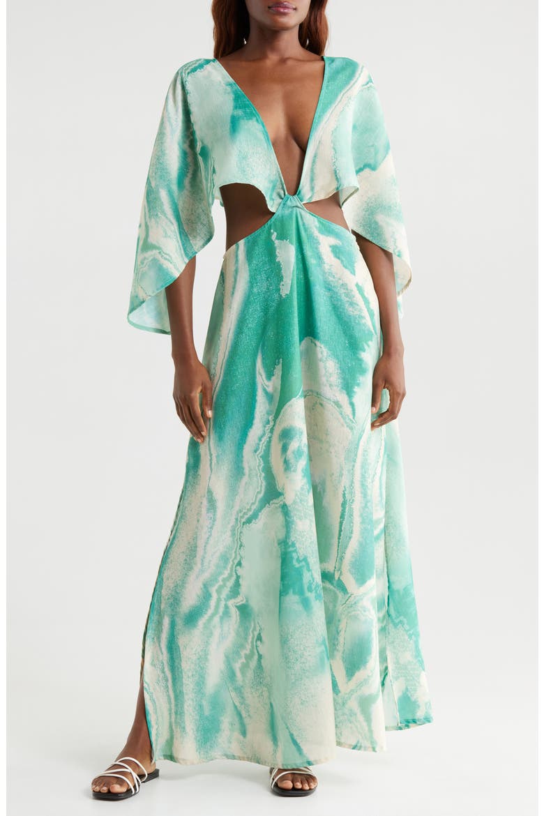 Avalon Cutout Cover-Up Maxi Dress, Main, color, TEAL MULTI