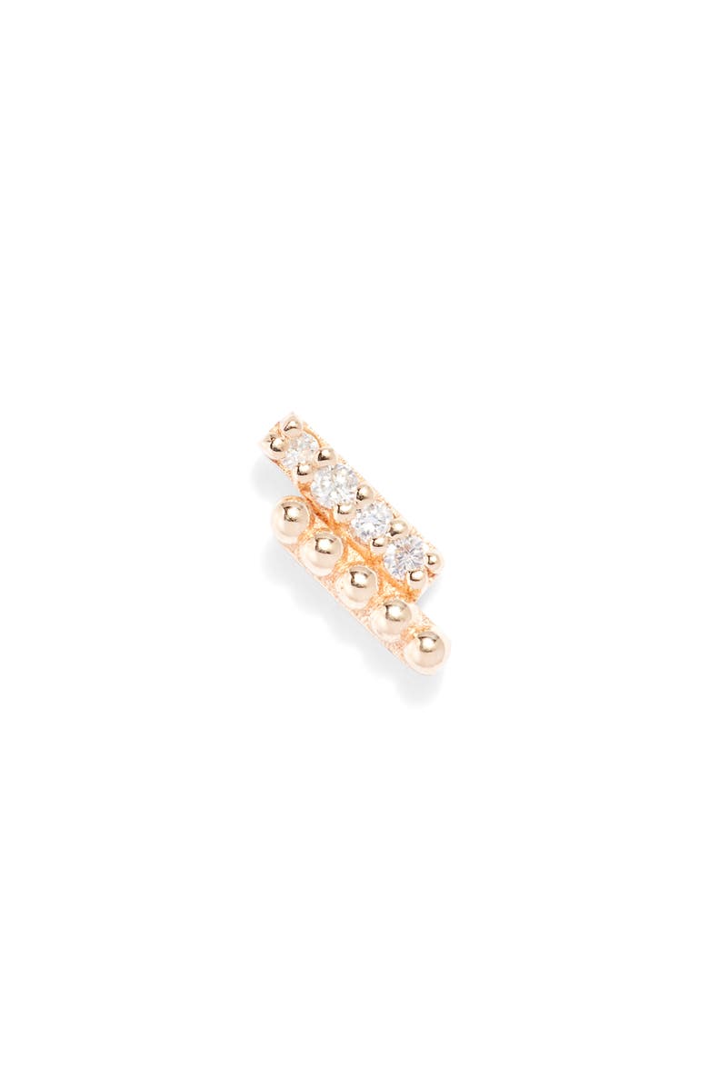 Anzie Dew Drop Marine Deux Single Bar Stud Earring, Main, color, Gold/ Diamond/ Left